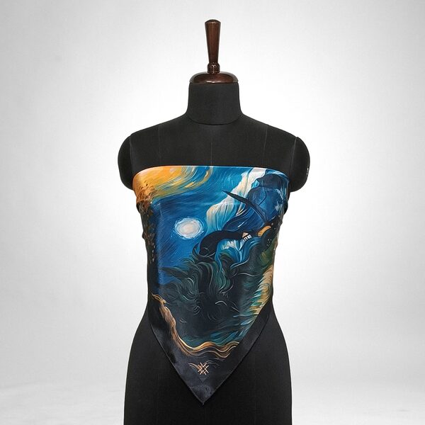 Luxury Designer Poly Silk Scarf | Soft & Lightweight | Starry Night 10