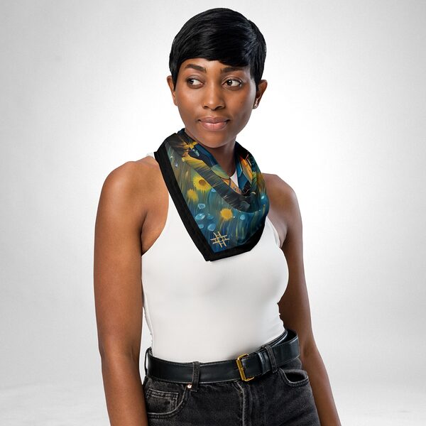 Luxury Designer Poly Silk Scarf | Soft & Lightweight Starry Night 11 | Hazelglow
