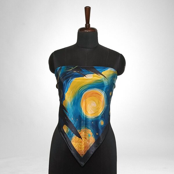 Luxury Designer Poly Silk Scarf | Soft & Lightweight Starry Night 11 | Hazelglow