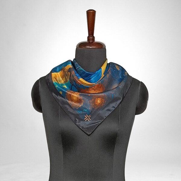 Luxury Designer Poly Silk Scarf | Soft & Lightweight Starry Night 12 | Hazelglow