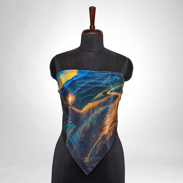 Luxury Designer Poly Silk Scarf | Soft & Lightweight Starry Night 12 | Hazelglow