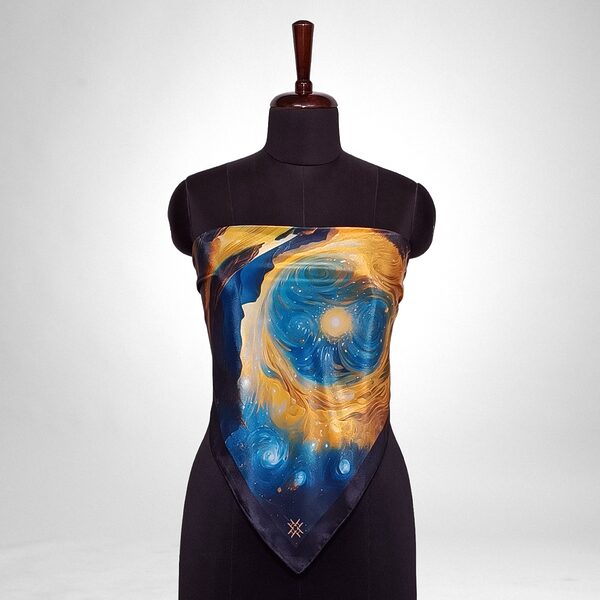 Luxury Designer Poly Silk Scarf | Soft & Lightweight Starry Night 14 Hazelglow