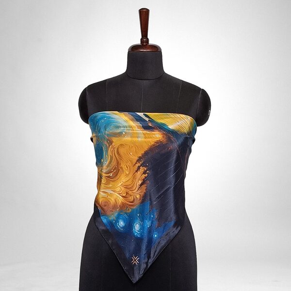 Luxury Designer Poly Silk Scarf | Soft & Lightweight Starry Night 14 Hazelglow