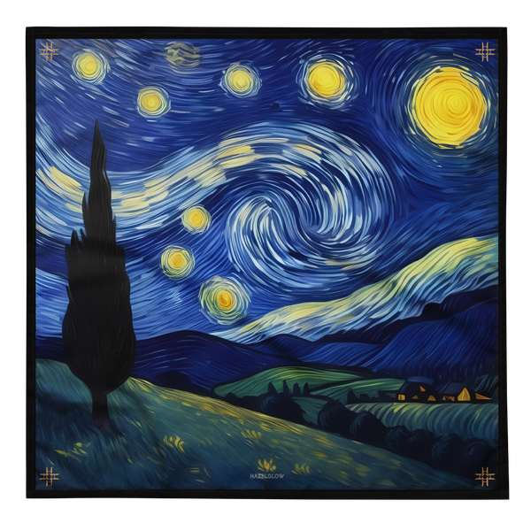 Luxury Designer Poly Silk Scarf | Soft & Lightweight Starry Night 15 | Hazelglow