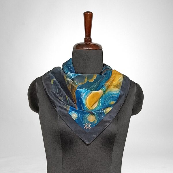 Luxury Designer Poly Silk Scarf | Soft & Lightweight Starry Night 16 Hazelglow