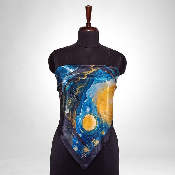 Luxury Designer Poly Silk Scarf | Soft & Lightweight Starry Night 16 Hazelglow