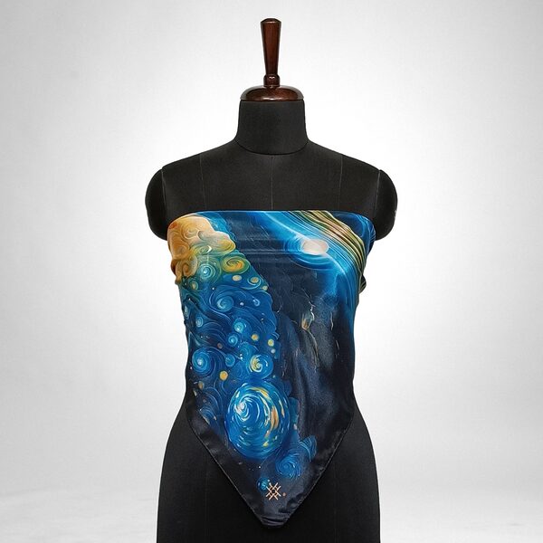 Luxury Designer Poly Silk Scarf | Soft & Lightweight Starry Night 17 Hazelglow