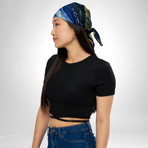 Luxury Designer Poly Silk Scarf | Soft & Lightweight | Starry Night Hazelglow 18