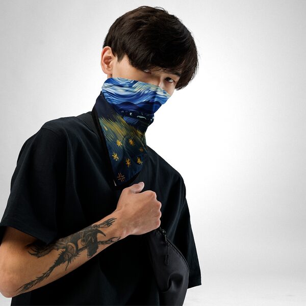 Luxury Designer Poly Silk Scarf | Soft & Lightweight | Starry Night Hazelglow 18