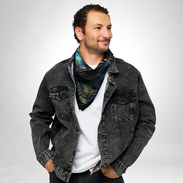 Luxury Designer Poly Silk Scarf | Soft & Lightweight | Starry Night 21