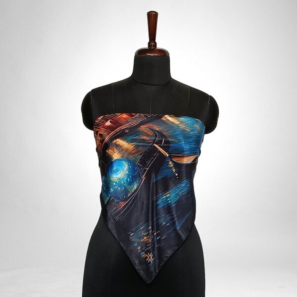 Luxury Designer Poly Silk Scarf | Soft & Lightweight | Starry Night 21