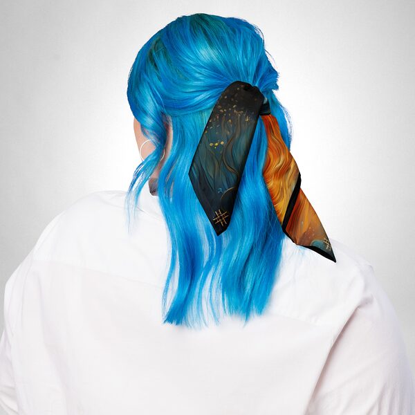 Luxury Designer Poly Silk Scarf | Soft & Lightweight Starry Night 02