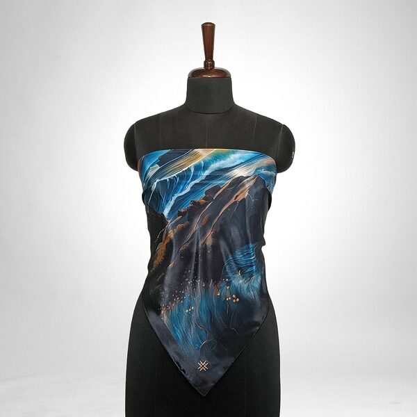 Luxury Designer Poly Silk Scarf | Soft & Lightweight Starry Night 02