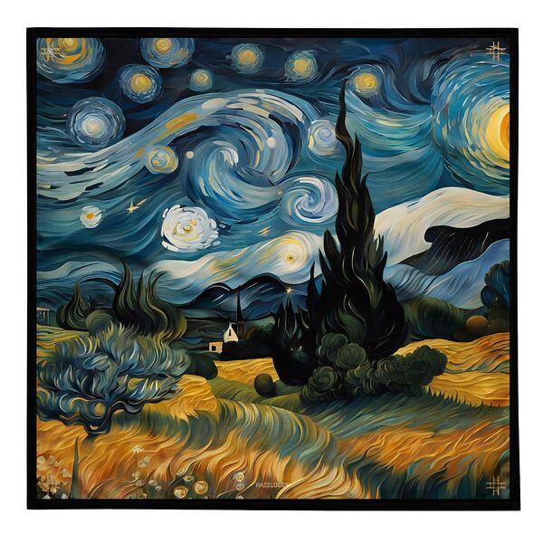 Luxury Designer Poly Silk Scarf | Soft & Lightweight Starry Night 05 Hazelglow