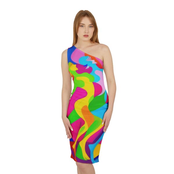 Elegant dress,one shoulder dress,artistic dress,perfect dress,stylish dress,sleevless dress,party wear dress,designer dress,printed dress,Perfect Fit dress,hazelglow,hazel glow,party wear