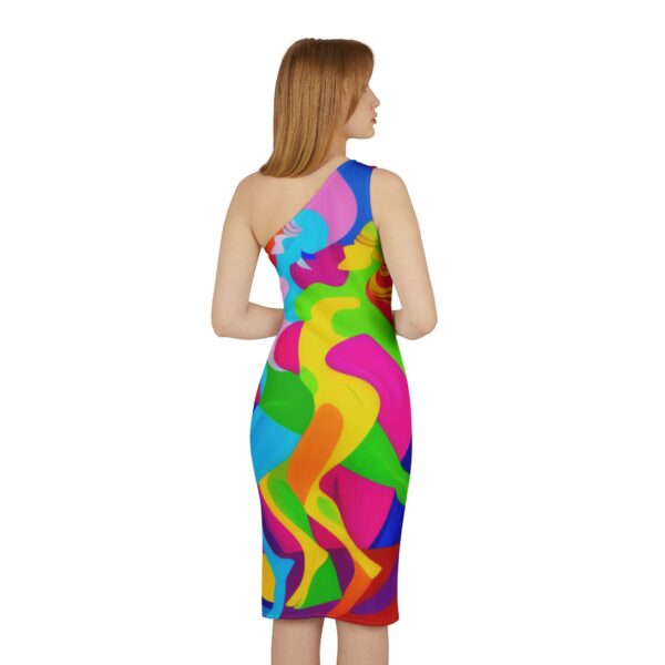 Elegant dress,one shoulder dress,artistic dress,perfect dress,stylish dress,sleevless dress,party wear dress,designer dress,printed dress,Perfect Fit dress,hazelglow,hazel glow,party wear