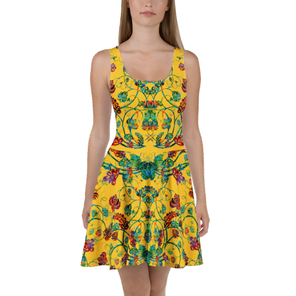 Skater Dress Designer Print Collection Yellow