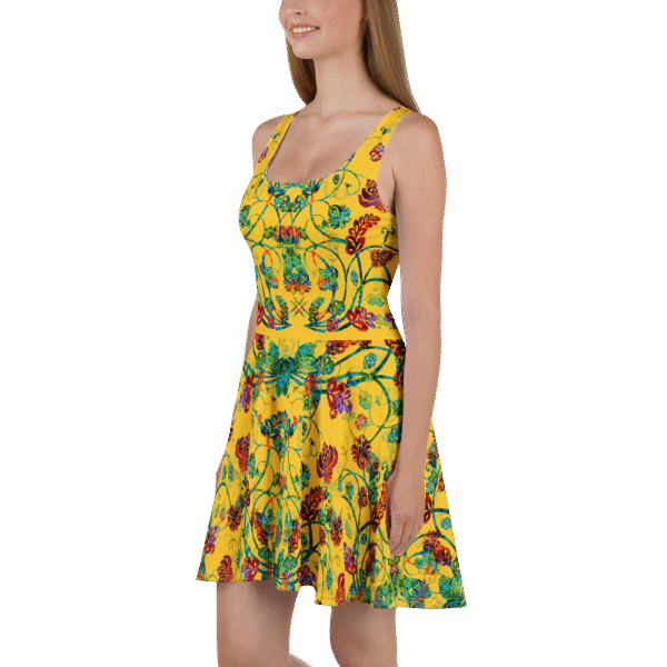 Skater Dress Designer Print Collection Yellow