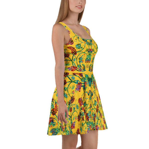 Skater Dress Designer Print Collection Yellow
